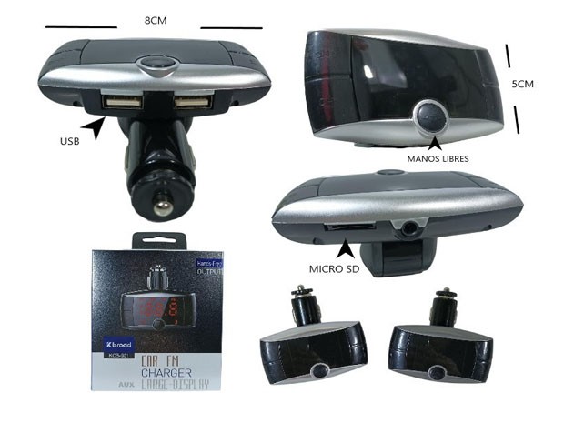 &u+ TRANSMISOR RECEPTOR BLUETOOTH FM 1 USB KCB-901